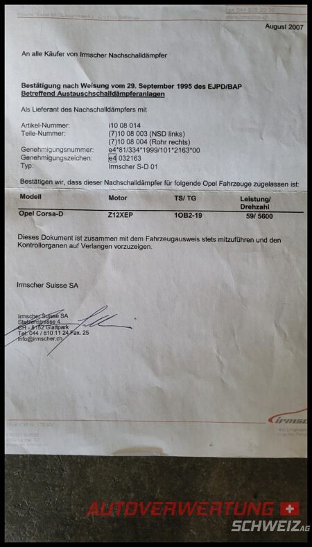 Auspuff ESD Opel Corsa D (mit Beiblatt) – Bild 3